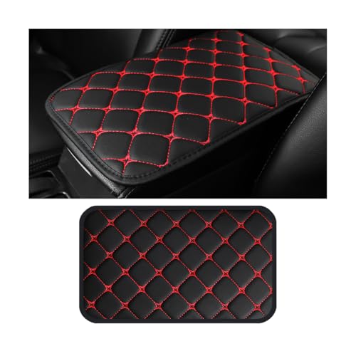 HZEL Car Center Console Cushion Pad PU Leather Vehicle Armrest Protection Cover Waterproof Automotive Interior Arm Rest Seat Box Mat Accessories Universal for SUV Sedan Truck BlackRed - Image 1