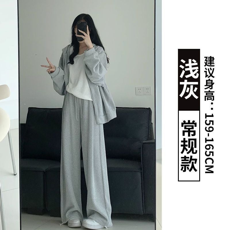 Korean Drawstring Joggers Womens Loose Casual Pants Tmwk82 light gray