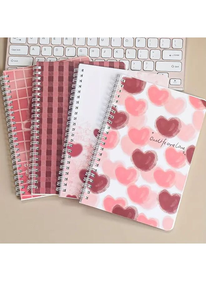 Pink Floral Spiral Notebooks Set 4 Pack Hearts And Alphabet Design - Image 4