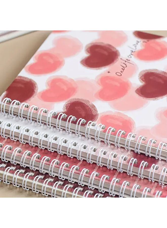 Pink Floral Spiral Notebooks Set 4 Pack Hearts And Alphabet Design - Image 5