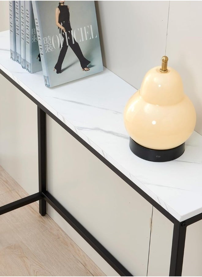 woodx Modern Console Table with Faux Marble Top and Black Metal Frame – Elegant Entryway Table  - Image 2