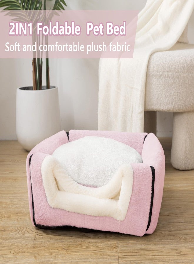 OMIVIER Cat Bed for Indoor Cats，Foldable cat cave，Anti-Slip & Water-Resistant Bottom，cat Houses for Indoor Cats or Small Dogs, Kitten Tent, Rabbit Bed (Pink, M:(15.7"×15.7"×15.3")) - Image 3