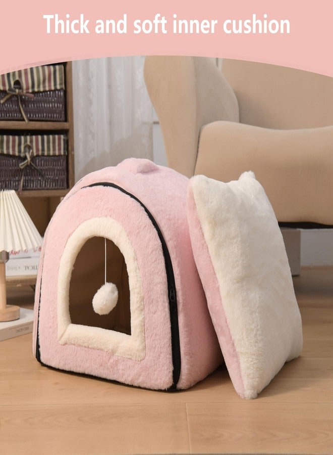 OMIVIER Cat Bed for Indoor Cats，Foldable cat cave，Anti-Slip & Water-Resistant Bottom，cat Houses for Indoor Cats or Small Dogs, Kitten Tent, Rabbit Bed (Pink, M:(15.7"×15.7"×15.3")) - Image 4