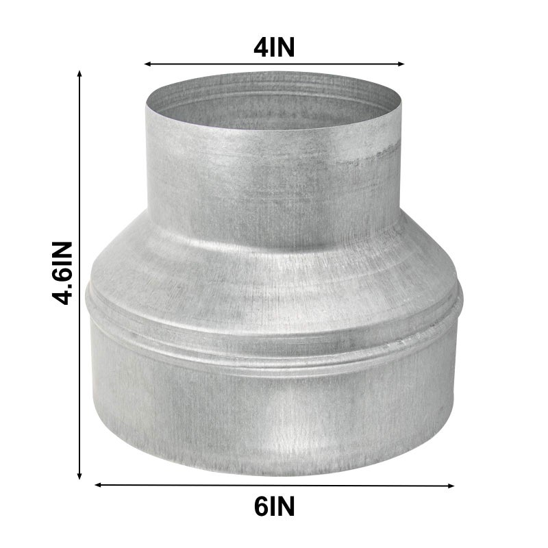 Kikerike Duct Reducter 6 To 4 Air Ducting Reducer Increaser Air Duct Adapter Or Round Metal Pipe Reducer For Bathroom Kitchen Ventilation Systems - Image 2