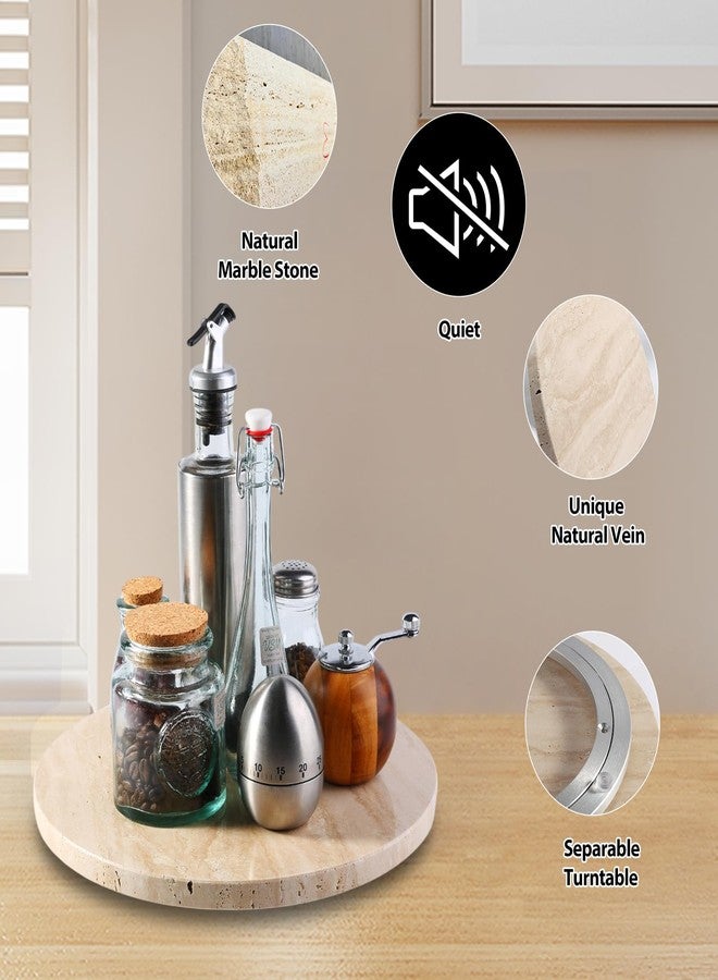 BCS Travertine Lazy Susan for Table Top, 12 in Lazy Susan Turntable Organizer for Cabinet Pantry Kitchen Countertop Fridge Bathroom Makeup Vanity Countertop - Image 4