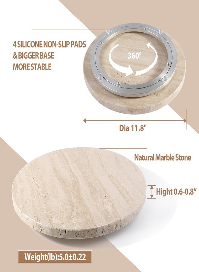 BCS Travertine Lazy Susan for Table Top, 12 in Lazy Susan Turntable Organizer for Cabinet Pantry Kitchen Countertop Fridge Bathroom Makeup Vanity Countertop - Image 2
