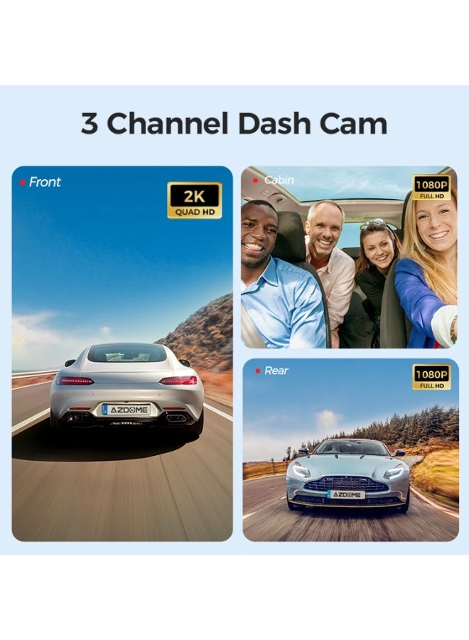 أزدوم كاميرا مراقبة للسيارة بدقة 4K مع واي فاي 4G وثلاث قنوات للأمام والخلف والداخلية - كاميرا سيارة برؤية ليلية - Image 5