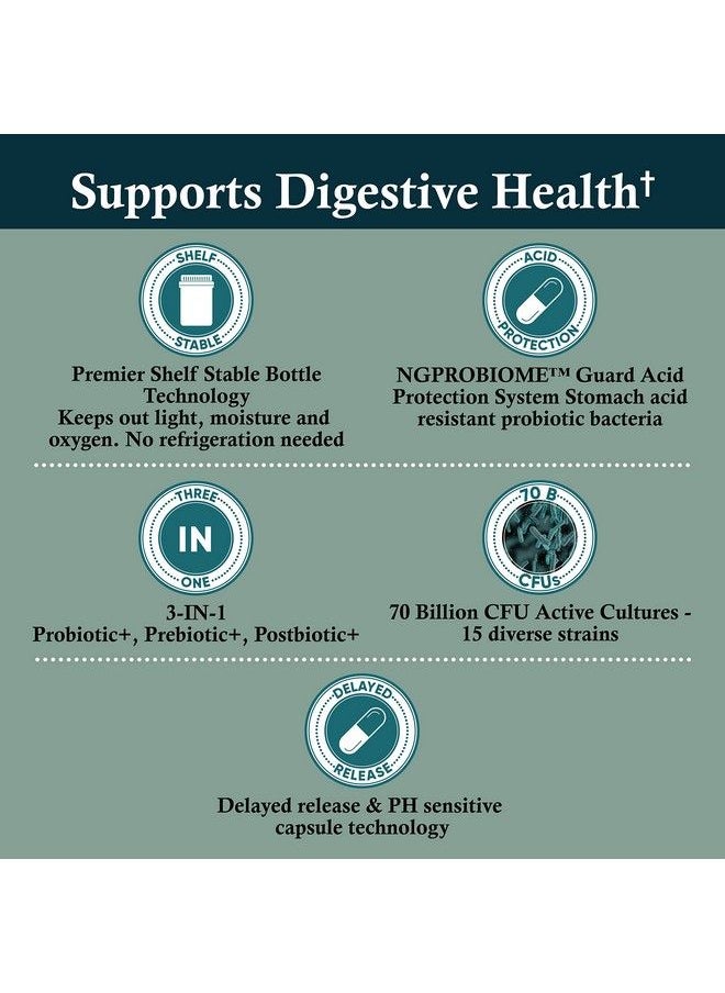 NaturaLife Labs - Probiotics 70 Billion Cfu 15 Probiotic Strains + Organic Prebiotic+ Postbiotic 3In1 Complete Promotes Healthy Digestive & Immune Function Gas Bloating Constipation Support For Men & Women - Image 1