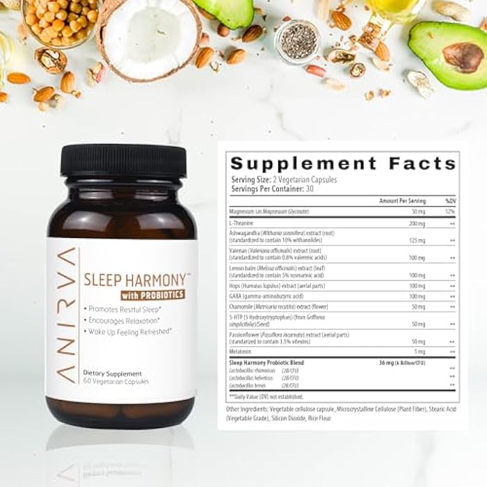 ANIRVA Sleep Harmony - Natural Sleep Supplement with Probiotics, Magnesium, Ashwagandha, Chamomile, GABA, Melatonin - Non-Habit Forming Supplement for Relaxation, Stress Relief, Better Sleep Aid - Image 5