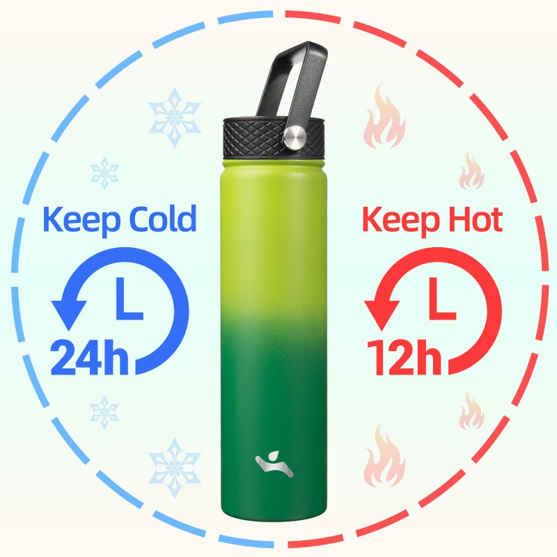 Konokyo Insulated Water Bottle 24oz Stainless Steel Sport Bottles with 3 Lids,Bamboo Grove - Image 2