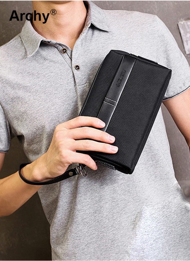 Archy Casual Classic Clutch Bag for Men Portable Large Capacity Waterproof Oxford Canvas Gift for Men  - Image 1