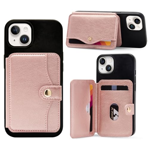 M-Plateau Slim Leather Wallet Phone Case, Adhesive Card Holder Compatible with Most Smartphones (Pink) - Image 1