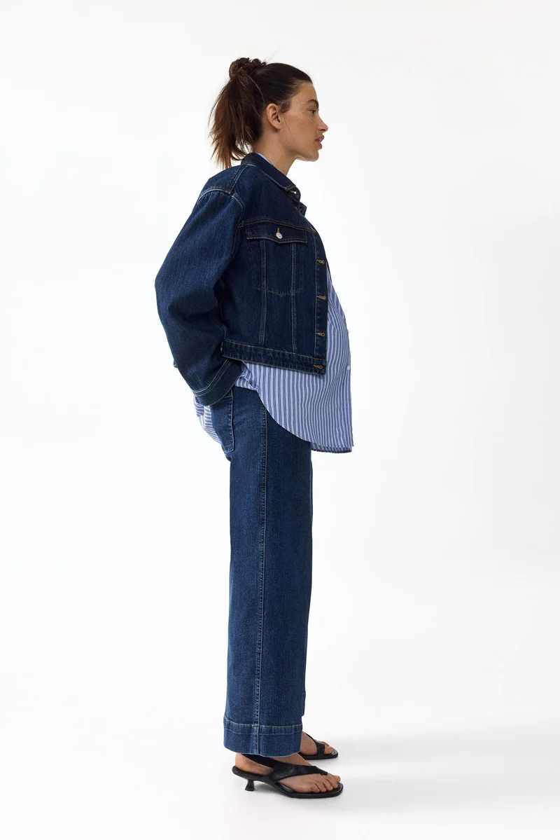 H&M  MAMA Wide High Waist Ankle Jeans for Women | Best Price UAE