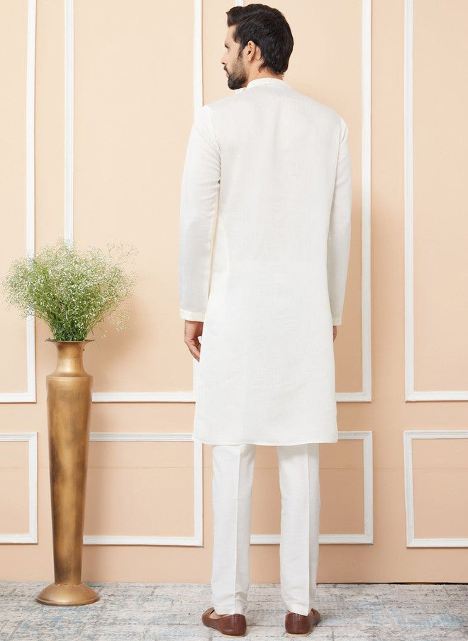 see designs Floral Embroidered Kurta with Pyjamas for Men - Image 5