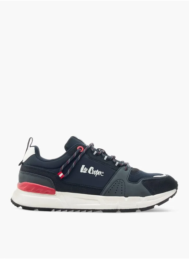 لي كوبر Mens Panelled Lace-Up Low Ankle Sneakers