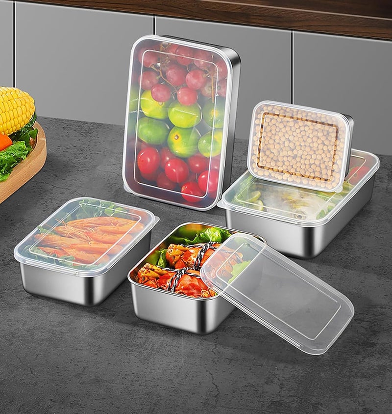 MosQuick Set of 3 Stainless Steel Boxes with lid Fridge Containers Kitchen steel containers for kitchen storage box for kitchen tiffin box perfect airtight leak proof steel container with lid - Image 1