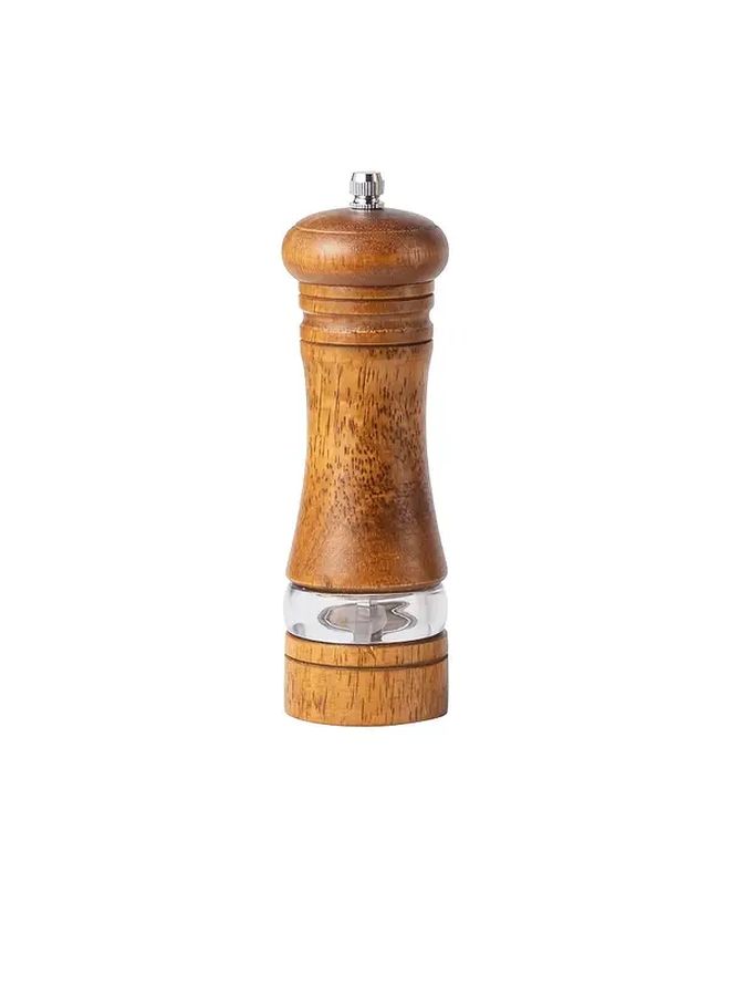 8 Inch Manual Wooden Pepper And Salt Grinder With Adjustable Coarseness And Clear Window - Image 3