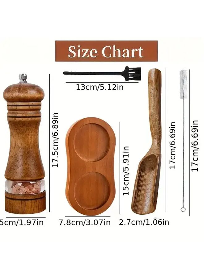 8 Inch Manual Wooden Pepper And Salt Grinder With Adjustable Coarseness And Clear Window - Image 4
