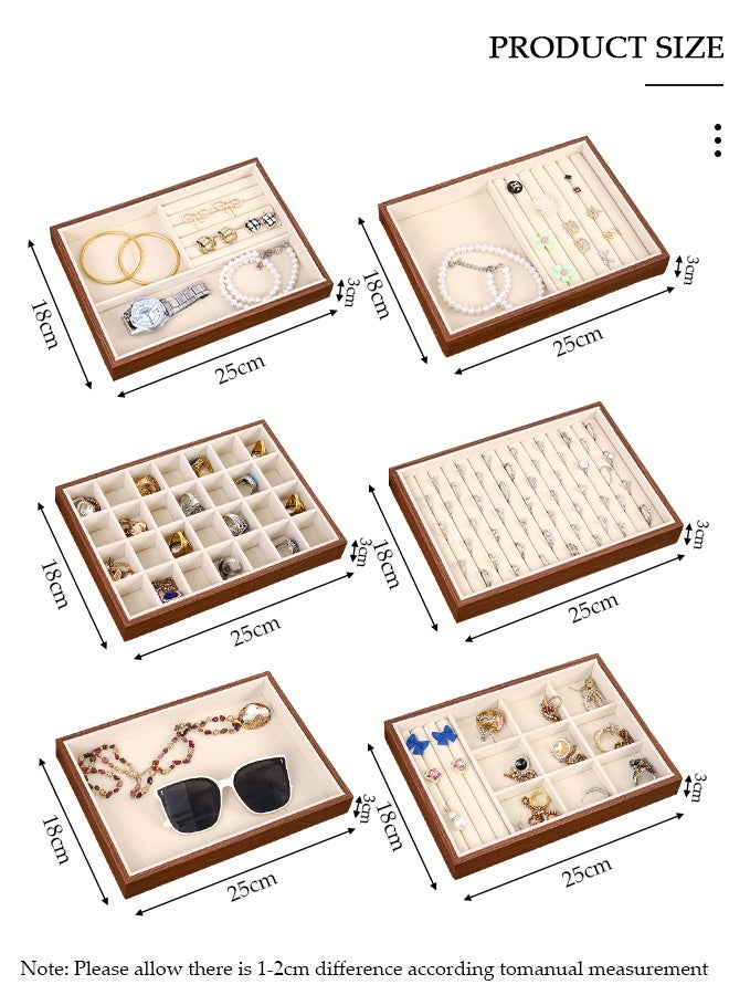 DUNISO Stackable Jewelry Trays Organizer, Closet Drawer Accessories Tray Set of 6 Drawer Organizer for Earring, Ring, Gadgets & Cosmetics, Display Organizer Necklace Storage Showcase Bracelet Removable Tray - Image 2