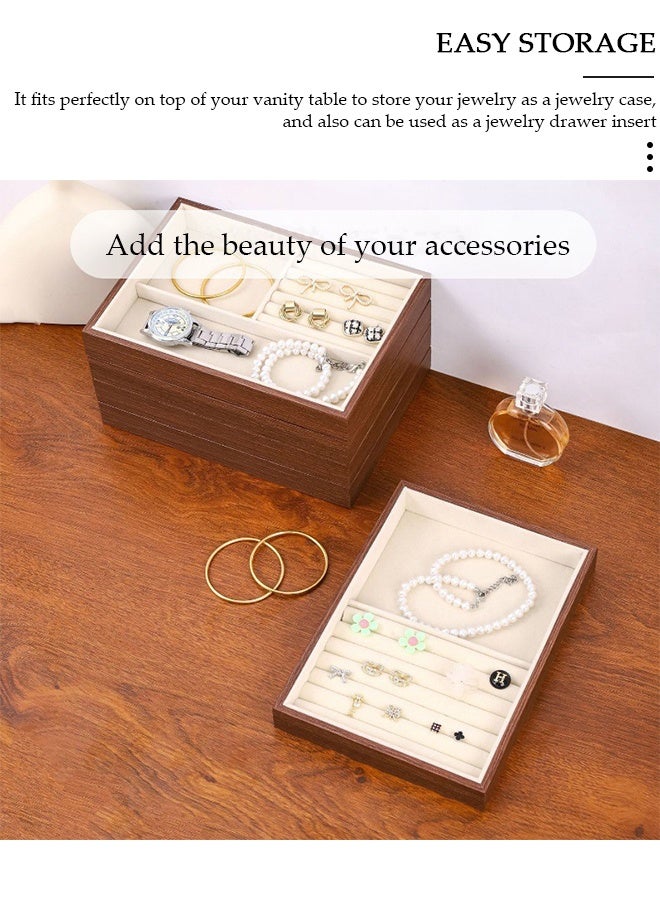 DUNISO Stackable Jewelry Trays Organizer, Closet Drawer Accessories Tray Set of 6 Drawer Organizer for Earring, Ring, Gadgets & Cosmetics, Display Organizer Necklace Storage Showcase Bracelet Removable Tray - Image 4