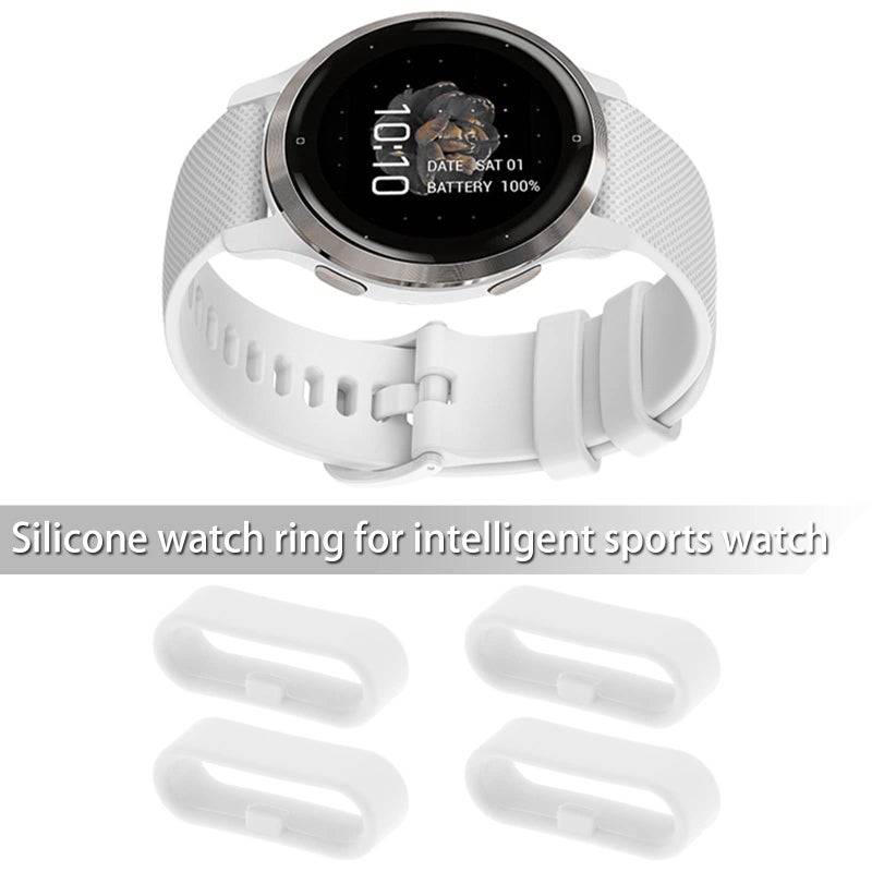 Micro Traders 10pcs Wristwatch Strap Loop Replacement Strap Loop Compatible with Vivoactive 3 Music/Venu/Vivomove Strap Silicone Strap Ring Holders Wristband Security Loop White - Image 2