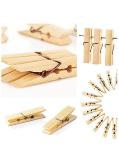 MOSH 48 Pcs Wooden Clothes Pegs Rust Stain Resistant Washing Line Strong Durable Laundry Rack Cloth Clips Eco Friendly Strong Grip Bamboo Pegs  - Image 3