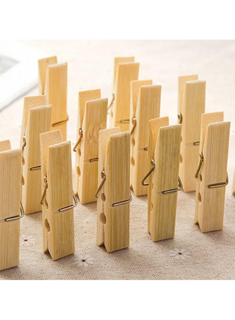 MOSH 48 Pcs Wooden Clothes Pegs Rust Stain Resistant Washing Line Strong Durable Laundry Rack Cloth Clips Eco Friendly Strong Grip Bamboo Pegs - Image 4