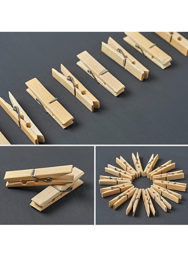 MOSH 48 Pcs Wooden Clothes Pegs Rust Stain Resistant Washing Line Strong Durable Laundry Rack Cloth Clips Eco Friendly Strong Grip Bamboo Pegs - Image 5