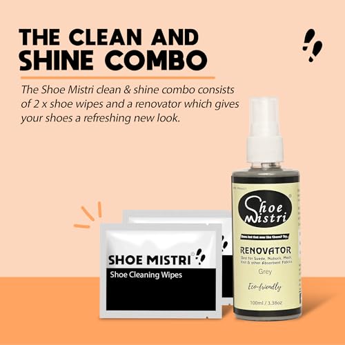 Shoe Mistri Shoe Renovator and Shoes Cleaning Wipes Liquid Shoe Polish Spray Shoe Shine Color Suitable for Suede Nubuck Canvas Knit and most other absorbent Fabrics Grey - Image 3