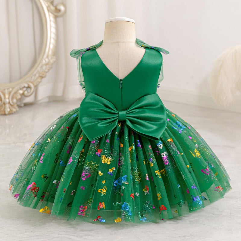 ODOLDI Baby Girls Butterfly Birthday Dress Baby Girl 3D Butterfly Princess Dress Photography Wedding Cake Crush Green 18-24 Months - Image 3