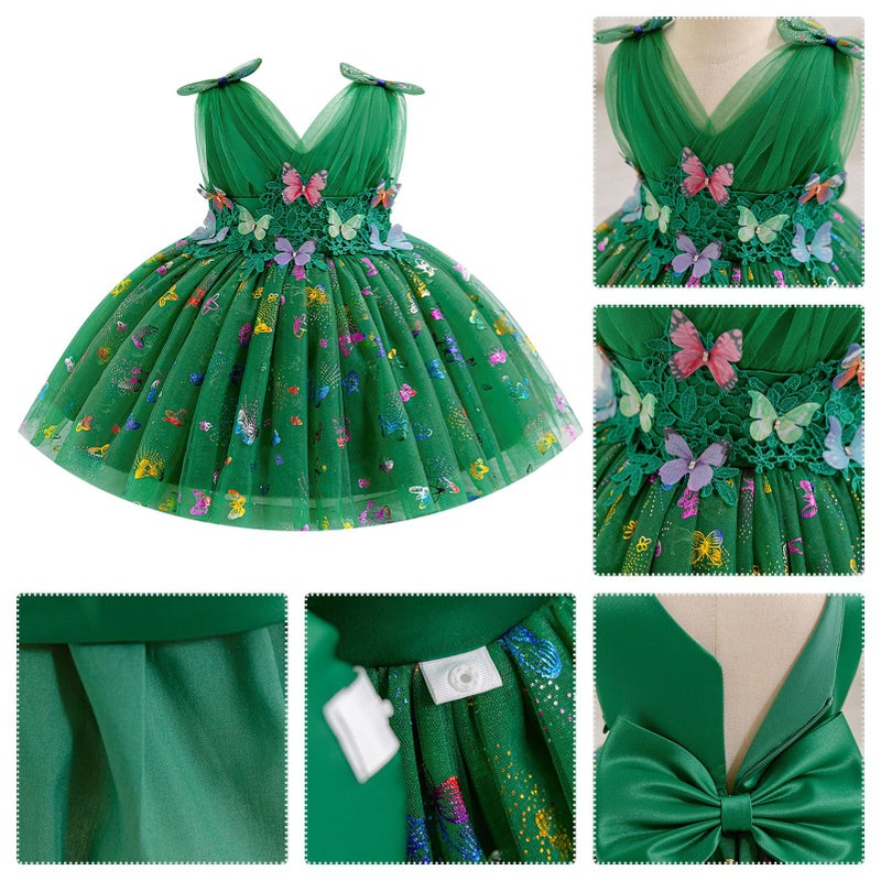 ODOLDI Baby Girls Butterfly Birthday Dress Baby Girl 3D Butterfly Princess Dress Photography Wedding Cake Crush Green 18-24 Months - Image 5