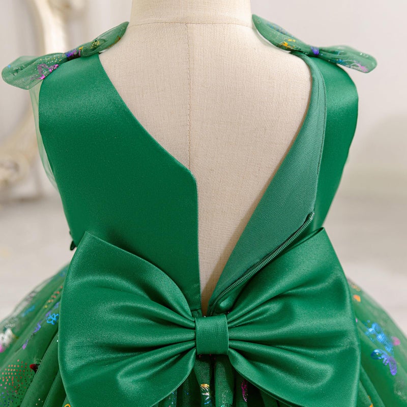 ODOLDI Baby Girls Butterfly Birthday Dress Baby Girl 3D Butterfly Princess Dress Photography Wedding Cake Crush Green 18-24 Months - Image 4