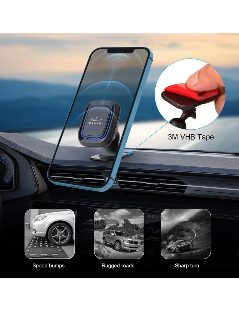Brave 2 in 1 Magnetic Car Phone Holder - Dashboard & Air Vent Mount - Strong Magnet, 360° Rotation, Adhesive Base - Compatible with iPhone 16/15/14/13/12/11 Pro Max, Samsung Galaxy S25/24/23/22, and Android Smartphones  - Image 2