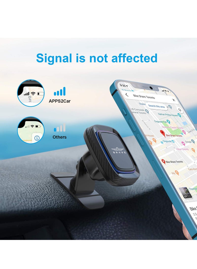 Brave 2 in 1 Magnetic Car Phone Holder - Dashboard & Air Vent Mount - Strong Magnet, 360° Rotation, Adhesive Base - Compatible with iPhone 16/15/14/13/12/11 Pro Max, Samsung Galaxy S25/24/23/22, and Android Smartphones  - Image 4