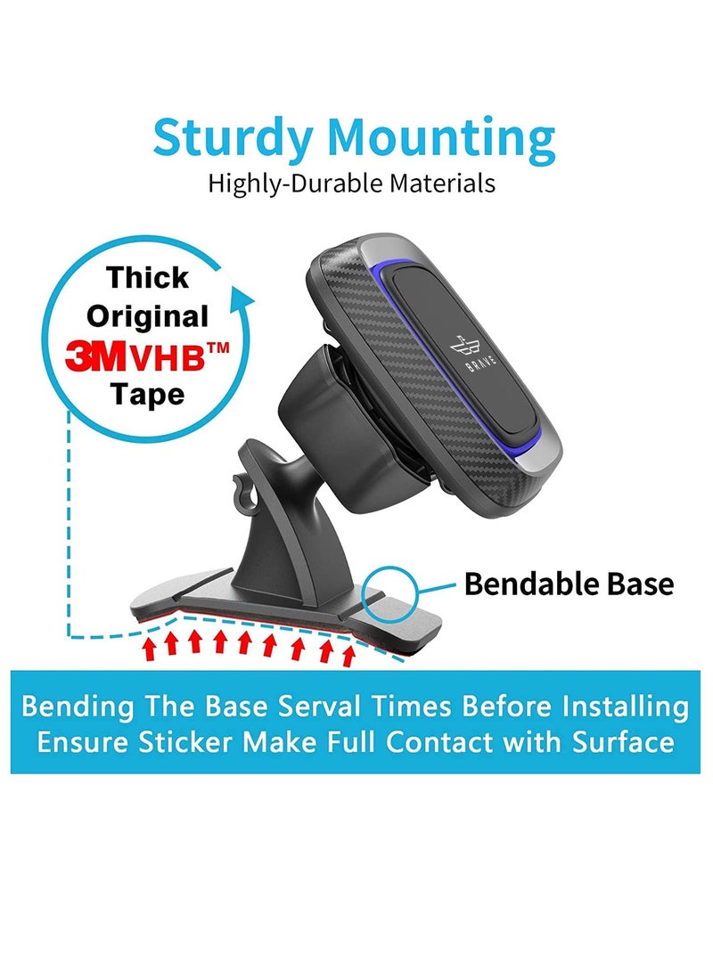Brave 2 in 1 Magnetic Car Phone Holder - Dashboard & Air Vent Mount - Strong Magnet, 360° Rotation, Adhesive Base - Compatible with iPhone 16/15/14/13/12/11 Pro Max, Samsung Galaxy S25/24/23/22, and Android Smartphones  - Image 5