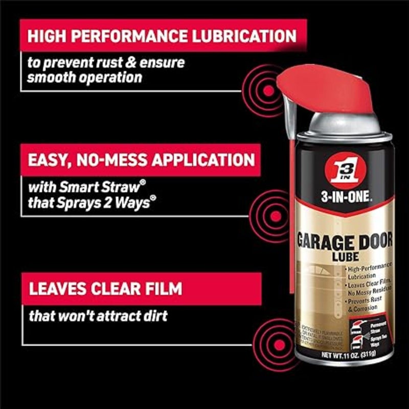 3 in one 3-IN-ONE Professional Garage Door Lubricant with Smart Straw Sprays 2 Ways, 11 OZ Twin Pack, 100584, Clear - Image 2