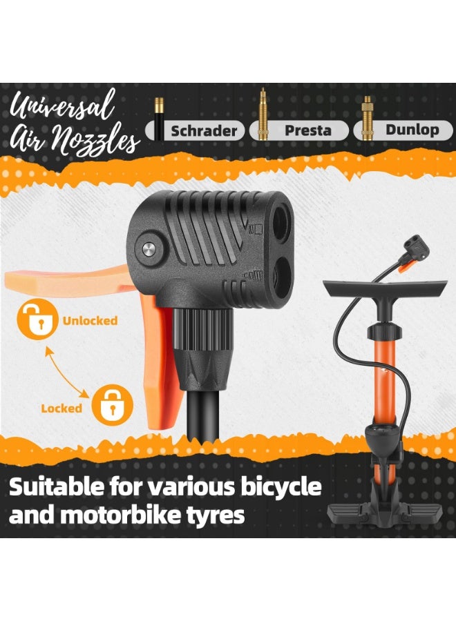 Arabest Bike Floor Pump, Bikes Pump with Gauge,Bicycle Air Pump with High Pressure 160 Psi, BikeTire Pump with Presta Schrader Valves，Portable Hand Pump Bike, Fits Road Bikes MTB E-Bike, Ball - Image 3