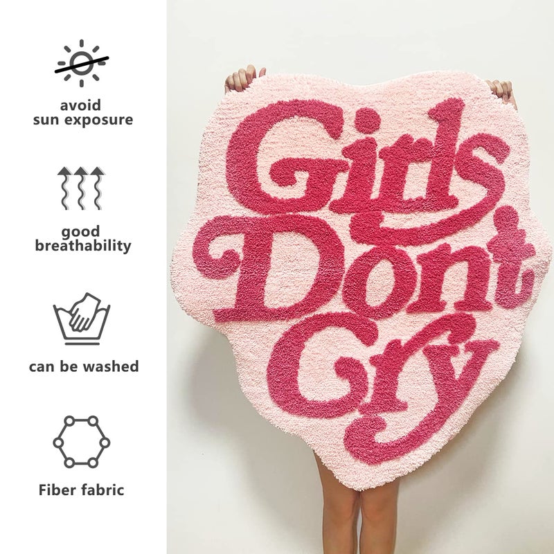 Kaupuar Girls Don't Cry Bathroom Rugs Mat Shaggy Large Non-Slip Bath Cute Bathmat Bathtub Microfiber Absorbent Shower Rug Floor for Bedroom  Shower  Living Room  36x39in (Pink) (AL2-0023-Pink) - Image 2