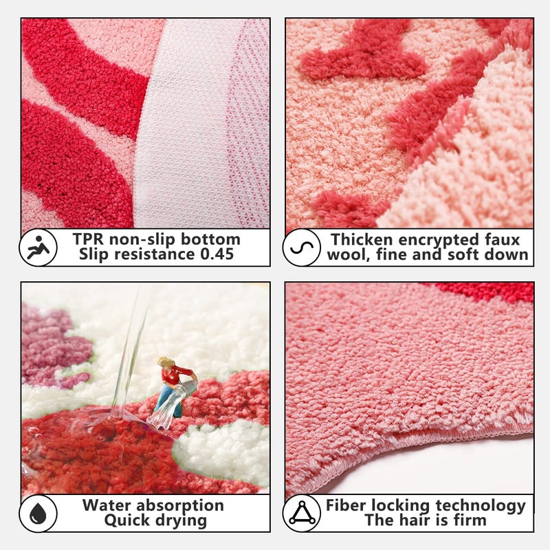Kaupuar Girls Don't Cry Bathroom Rugs Mat Shaggy Large Non-Slip Bath Cute Bathmat Bathtub Microfiber Absorbent Shower Rug Floor for Bedroom  Shower  Living Room  36x39in (Pink) (AL2-0023-Pink) - Image 3