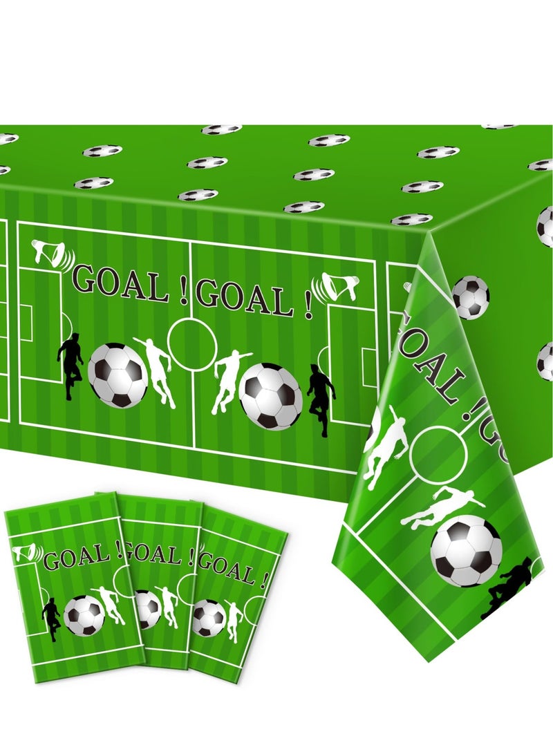 Soccer Party Tablecloths Set of 3, Disposable Plastic Table Covers for Game Day and Soccer Theme Events  - Image 1