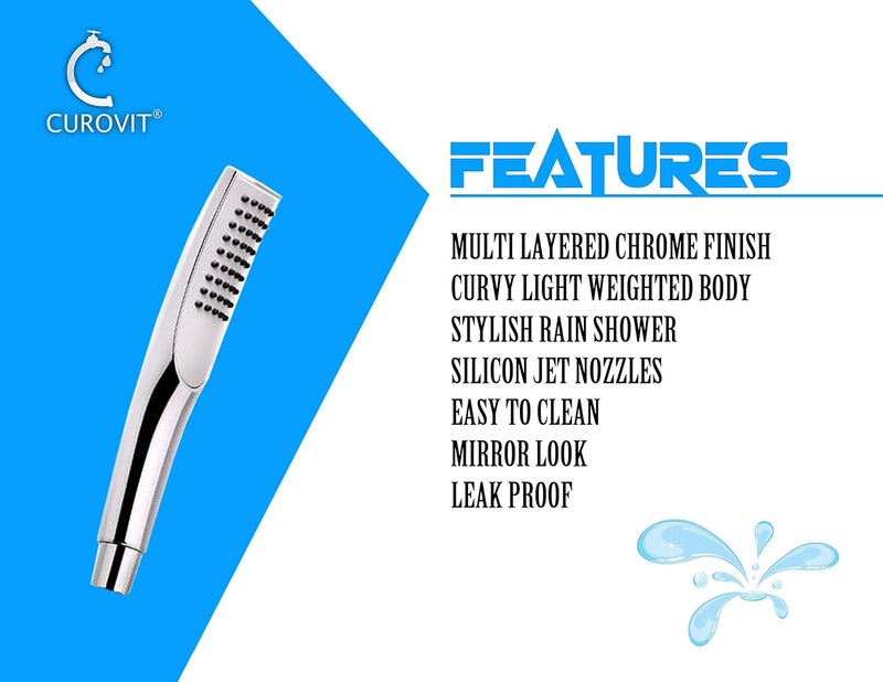 CUROVIT CUROVIT ARIEL ABS Hand ShowerTelephonic Shower in Chrome Finish with ABS Holder and 15 Mtr Stainless Steel Flexible Tube for BathroomBathroom Cleaning - Image 3