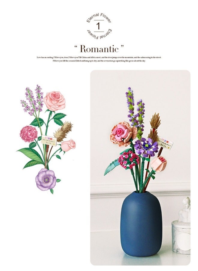 MIXDE - Flower Bouquet Building Blocks, Flower Bouquet Building Kit, Flower Building Blocks, Artificial Flowers Building Toys - Image 1