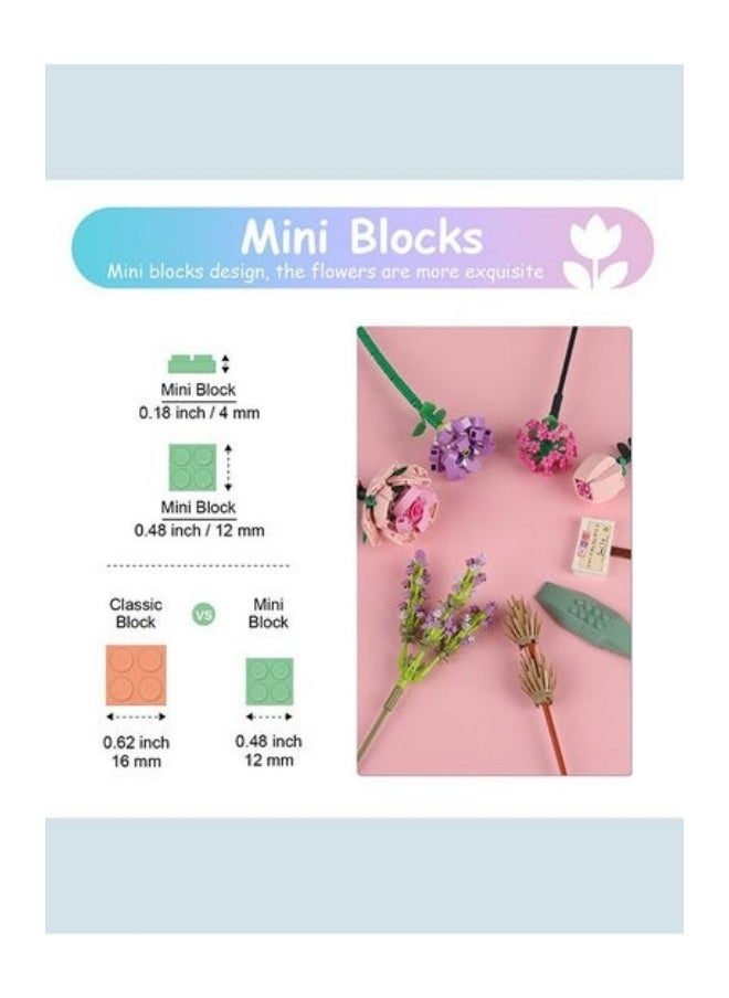 MIXDE - Flower Bouquet Building Blocks, Flower Bouquet Building Kit, Flower Building Blocks, Artificial Flowers Building Toys - Image 1