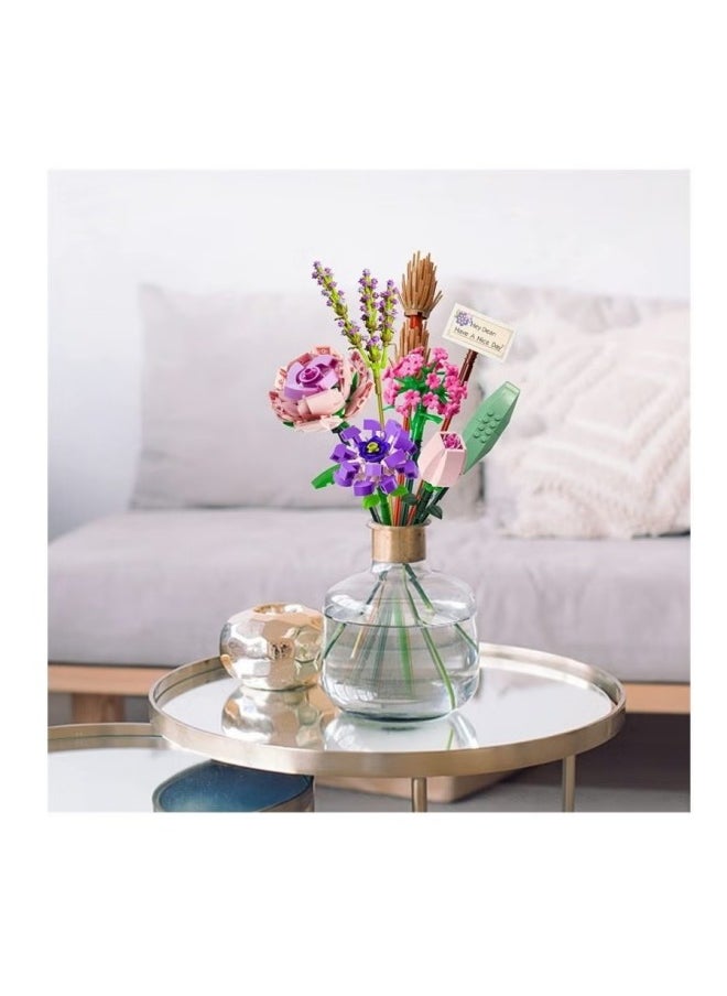 MIXDE - Flower Bouquet Building Blocks, Flower Bouquet Building Kit, Flower Building Blocks, Artificial Flowers Building Toys - Image 1