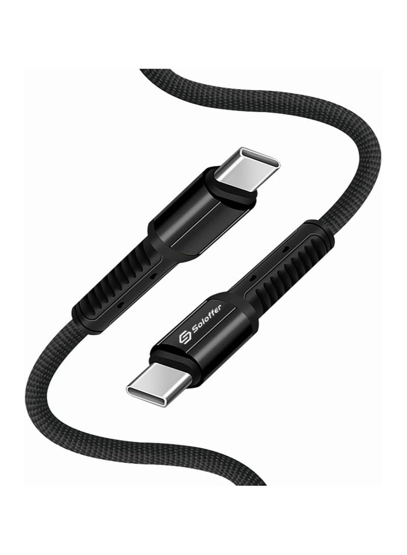 Soloffer CC105 USB-C to USB-C Cable 1M - 65W PD Super Fast Charging, Nylon Braided, Black - Image 1