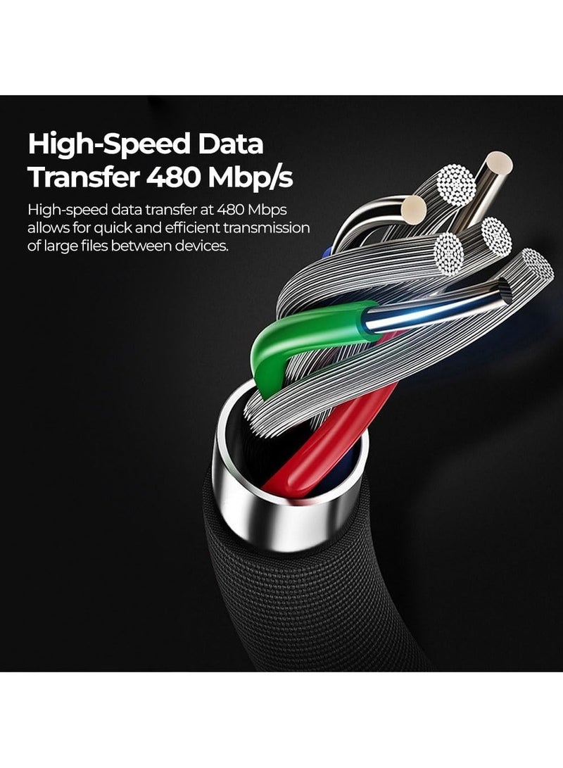 Soloffer CC105 USB-C to USB-C Cable 1M - 65W PD Super Fast Charging, Nylon Braided, Black - Image 3