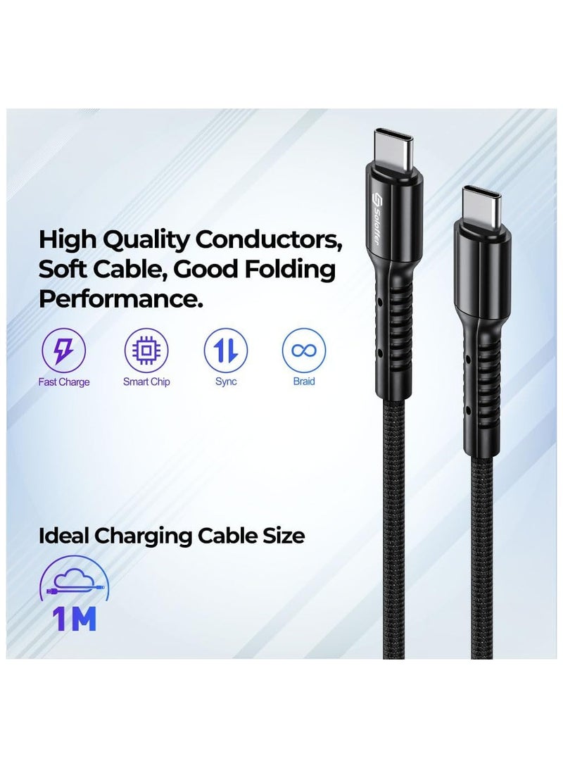 Soloffer CC105 USB-C to USB-C Cable 1M - 65W PD Super Fast Charging, Nylon Braided, Black - Image 2