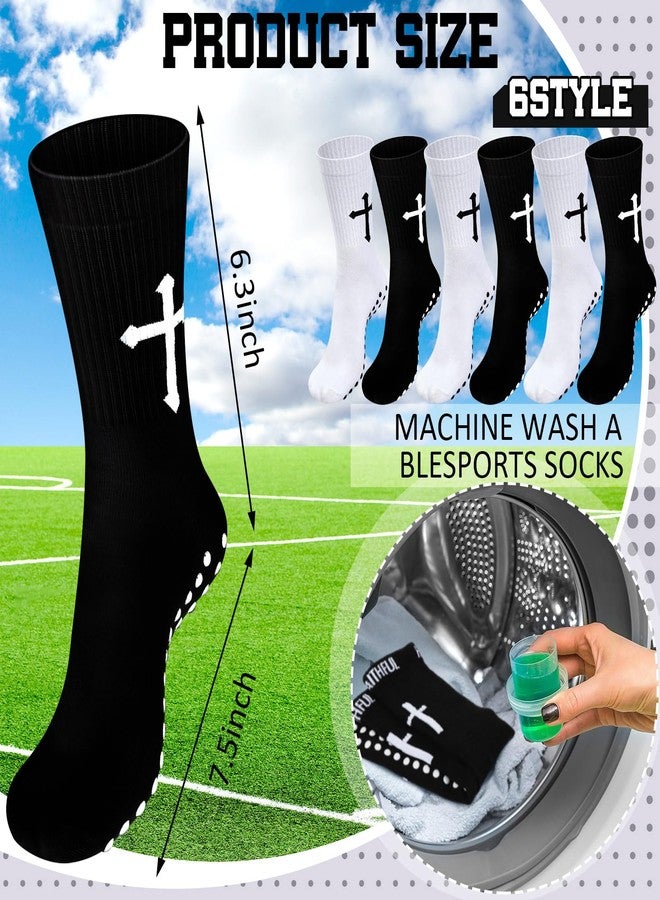 Glitopper 6 Pairs 6/12 Pairs Anti Slip Soccer Socks Gifts Grip Soccer Socks for Men Youth - Image 4