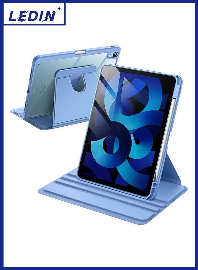 LEDIN Rotating Case for iPad Air 6th/5th/4th Generation (2024/2022/2020), with Pencil Holder,360 Degree Rotation Protective Stand Slim Cover Clear Back, Auto Wake/Sleep (iPad Air 4th/5th/6th) - Image 1