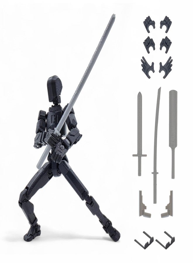 HEYNZ Black Ninja Fully Articulated Action Figure, 3D Printed Robot Assembly Kit, 5.4 Inch Poseable DIY Collectible Model, Made in India - Image 1